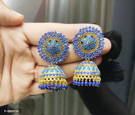 Attractive Blue Color Ani Jhumka Earring