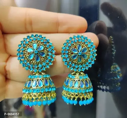 Attractive Firozi Color Ani Jhumka Earring