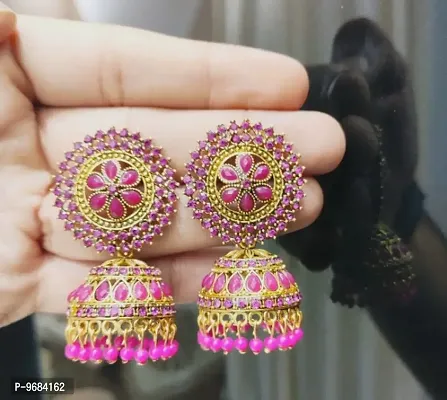 Attractive Rani Pink Color Ani Jhumka Earring-thumb0
