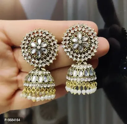 Attractive White Color Ani Jhumka Earring