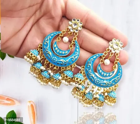 Beautiful Design Firozi Color Chandmeena Earring