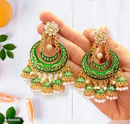 Beautiful Design Green Color Chandmeena Earring
