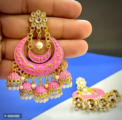 Beautiful Design Light Pink Color Chandmeena Earring