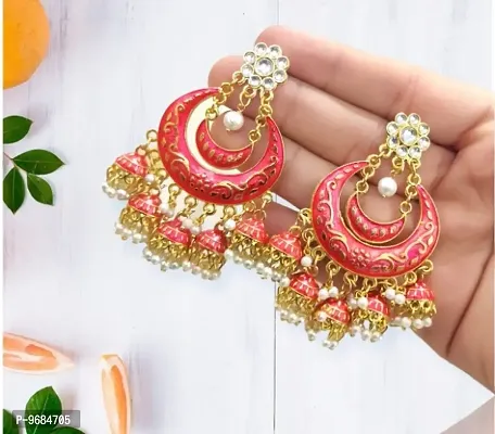 Beautiful Design Rani Pink Color Chandmeena Earring