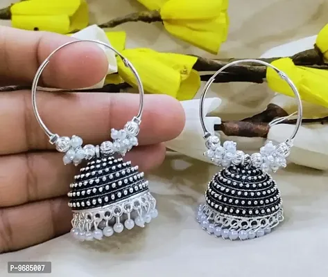Attractive Silver Color Kundan Bali Earring-thumb0