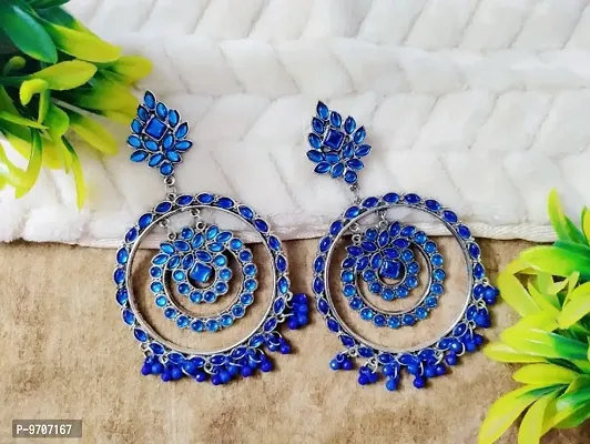Beautiful Blue Color Mirror Gola Earring