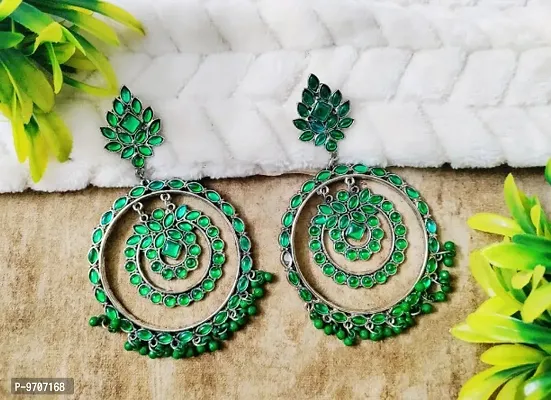 Beautiful Green Color Mirror Gola Earring