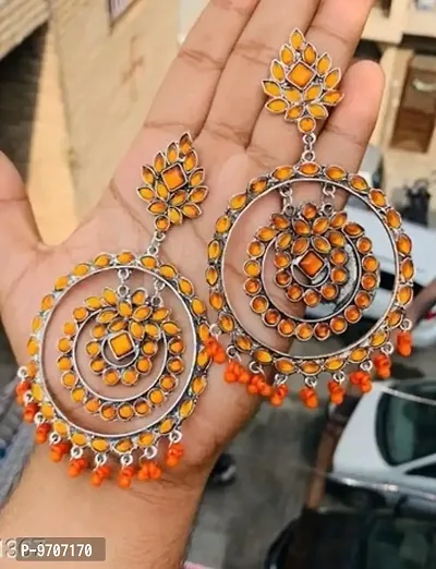 Beautiful Orange Color Mirror Gola Earring