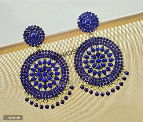 Maddy Space Stylish Blue Color Gola Stone Earring