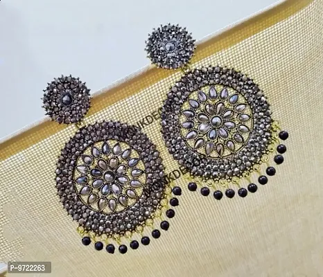 Maddy Space Stylish Grey Color Gola Stone Earring