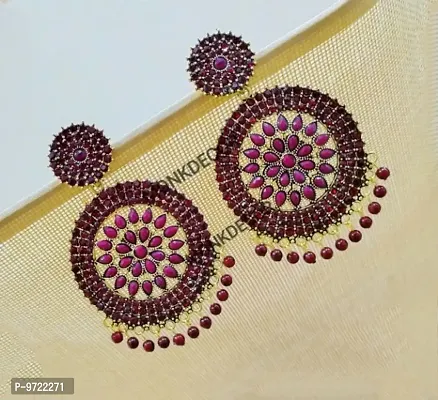 Maddy Space Stylish Maroon Color Gola Stone Earring