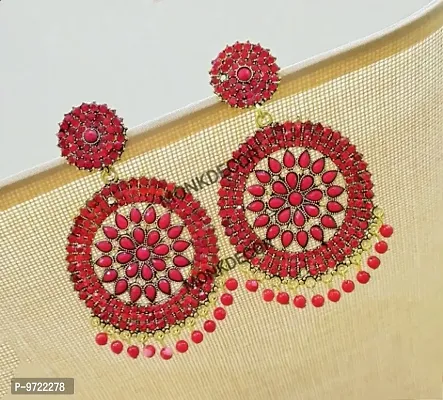 Maddy Space Stylish Red Color Gola Stone Earring
