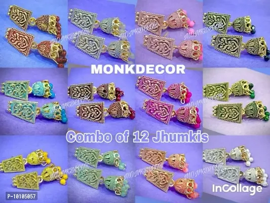 Attractive Small Jhumki Pack of 12 Pairs (12Jhumki-Tribe)-thumb0