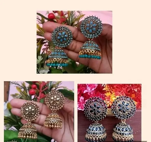 Stylish Party Wear Jhumka Combo Pack of 3 Colors