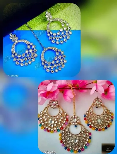 Mangtika With Earring Set Combo Pack of 2 Design  