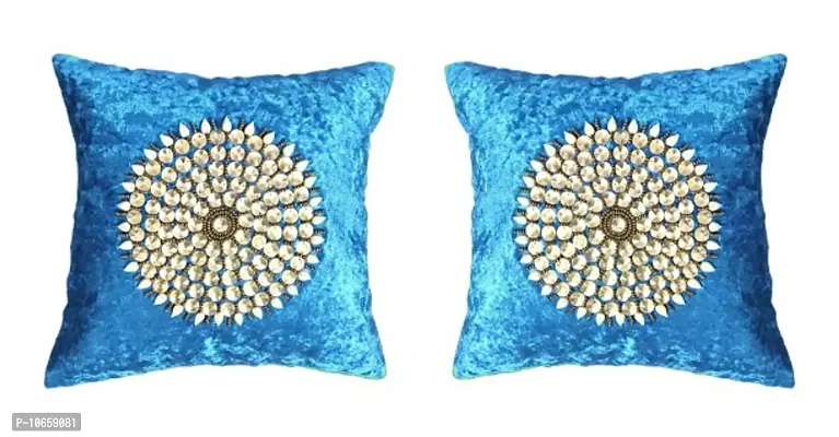 Maddy Space Cushion Cover Set of 2 Pcs Design-Mandala Firozi (Size-12x12 Inch.)