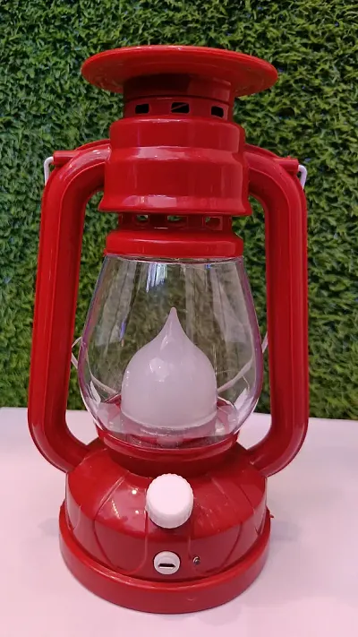 Solar Rechargeable Lantern Night Lamp Red Plastic Lantern (Pack Of 1)