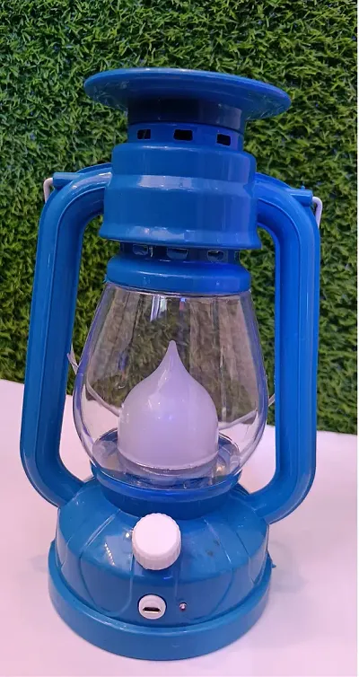 Solar Rechargeable Lantern Night Lamp Blue Plastic Lantern (Pack Of 1)