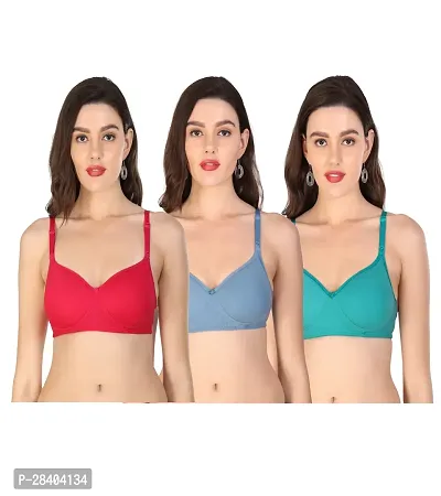 Stylish Multicoloured Cotton Blend Bra For Women Pack Of 3