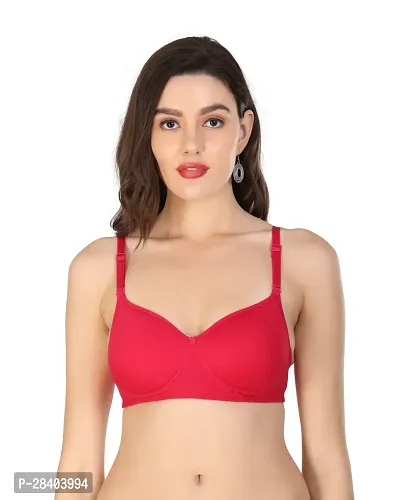 Stylish Red Cotton Blend Bra For Women