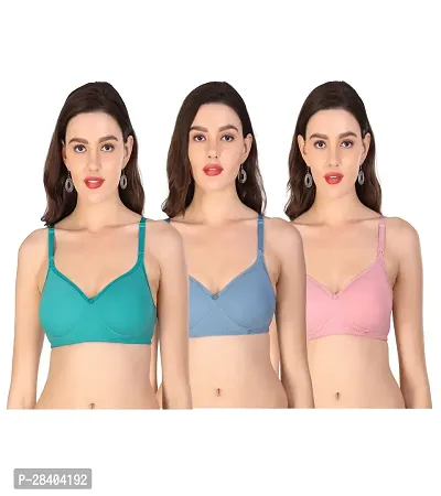 Stylish Multicoloured Cotton Blend Bra For Women Pack Of 3-thumb0