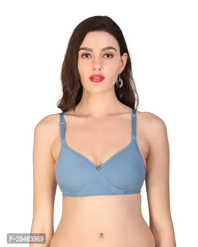 Stylish Blue Cotton Blend Bra For Women-thumb0