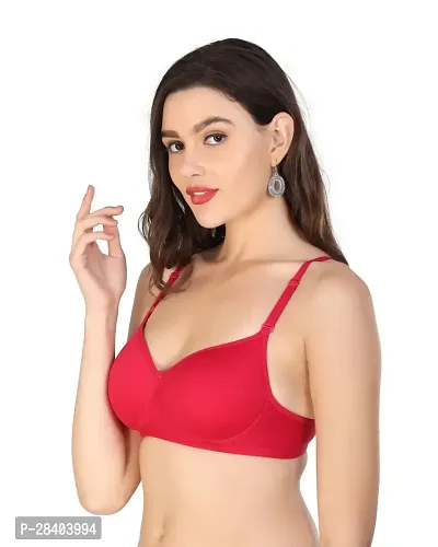 Stylish Red Cotton Blend Bra For Women-thumb3