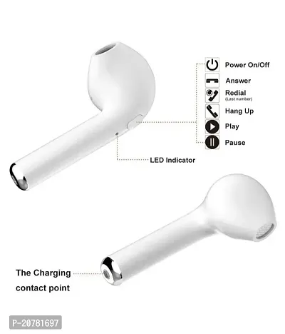 i7s TWS v5.0+EDR Bluetooth Headset with Smart Touch Control Bluetooth Headset with Mic (White, in The Ear)-thumb3