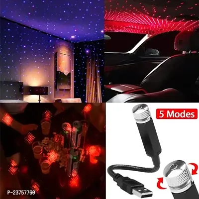 Fancy USB Operated Star Decorative Lamp Mini LED Car Laser Projector Light for Red Color Lighting of Car Interior, Home, Party, DJ, Club, Adjustable Flexible Head Night Light-thumb0