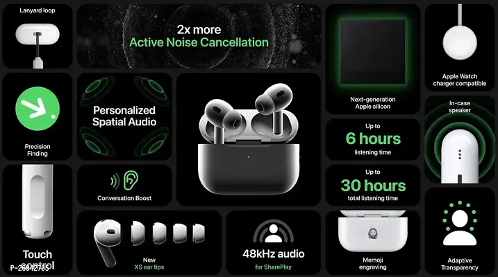 AirPods Pro package comes with three sizes of silicone eartips that sit further in your ear, sealing in the audio a bit more
