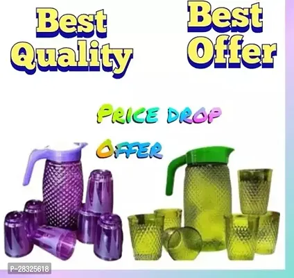 Pack of 2 jugs and 12 glasses best quality plastic material-thumb0