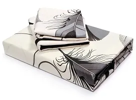 Comfortable Polycotton 3d Printed Double Bedsheet with Two Pillow Covers-thumb2