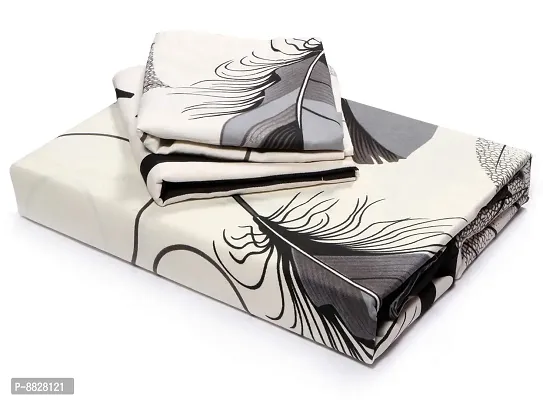 Comfortable Polycotton 3d Printed Double Bedsheet with Two Pillow Covers-thumb3