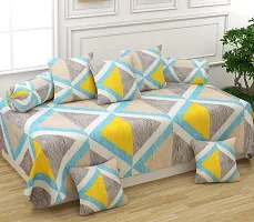 160TC Glace Cotton Combo of 1 Double Bedsheet with 2 Pillow Covers  8 Pc Diwan Set-thumb2