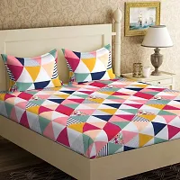 160TC Glace Cotton Same Design Combo set of 1 Double Bedsheet with 2 Pillow Covers  1 Single Bedsheet with 1 Pillow Cover-thumb1