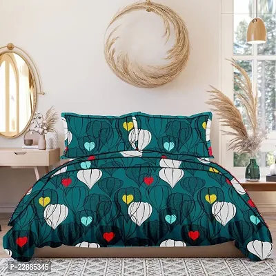 Prime Collection Glace Cotton Printed Flat Double Bedsheet with 2 Pillow Covers-thumb0