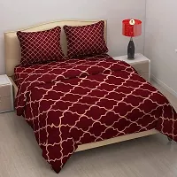 160TC Glace Cotton Combo of 1 Double Bedsheet with 2 Pillow Covers  8 Pc Diwan Set-thumb1