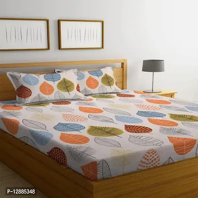 Delight Zone Prime Collection Glace Cotton Printed Flat Double Bedsheet with 2 Pillow Covers-thumb0