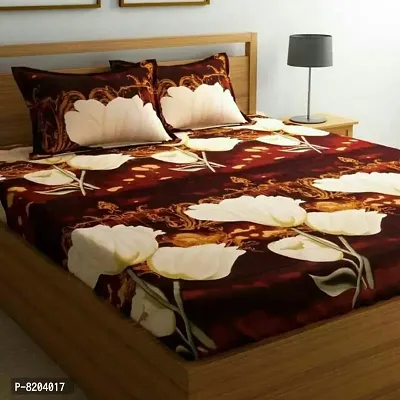 144TC 3D Printed Polycotton Double Bedsheet with 2 Pillow Covers-thumb0
