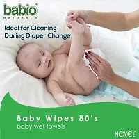 Novel Babio Baby Wet Wipes With Aloe Vera (Pack of 6 X 80 Wipes)-thumb2