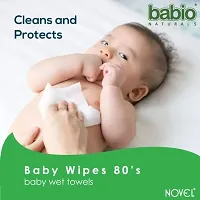 Novel Babio Baby Wet Wipes With Aloe Vera (Pack of 6 X 80 Wipes)-thumb3