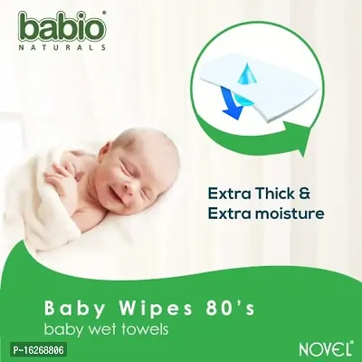 Novel Babio Baby Wet Wipes With Aloe Vera (Pack of 6 X 80 Wipes)-thumb5