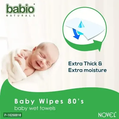 Novel Babio Baby Wet Wipes With Aloe Vera (Pack of 3 X 80 Wipes)-thumb2