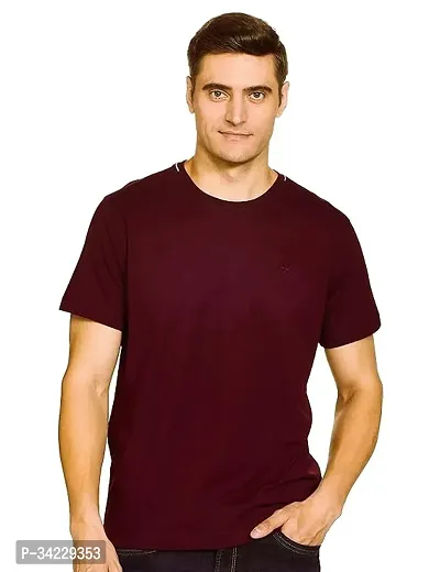 Stylish Polyester Solid Short Sleeves Round Neck Tees For Men-thumb0