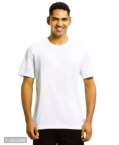 Stylish Polyester Solid Short Sleeves Round Neck Tees For Men-thumb0