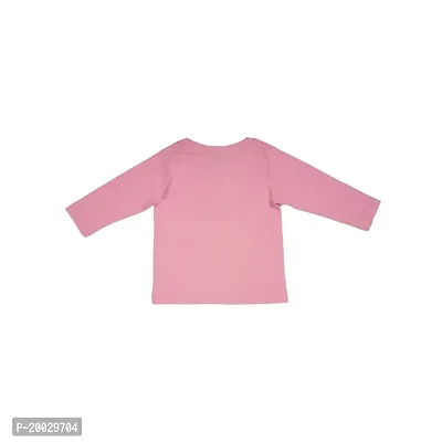 Gingerbread Pure Cotton, Full Sleeve, Round Neck  Solid Tshirt for Girls Pink-thumb2