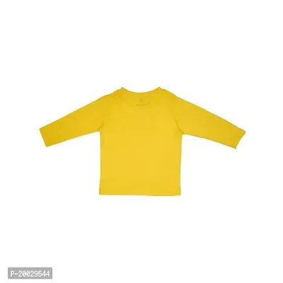 Gingerbread Pure Cotton, Full Sleeve, Round Neck  Solid Tshirt for Girls Yellow-thumb2