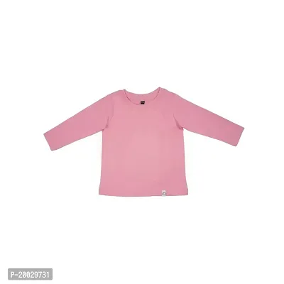 Gingerbread Pure Cotton, Full Sleeve, Round Neck  Solid Tshirt for Girls Pink