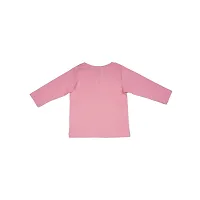 Gingerbread Pure Cotton, Full Sleeve, Round Neck  Solid Tshirt for Girls Pink-thumb1