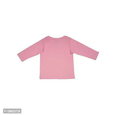 Gingerbread Pure Cotton, Full Sleeve, Round Neck  Solid Tshirt for Girls Pink-thumb2